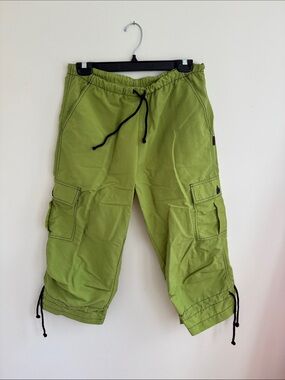 Cargo Drawstring Shorts/capri in green